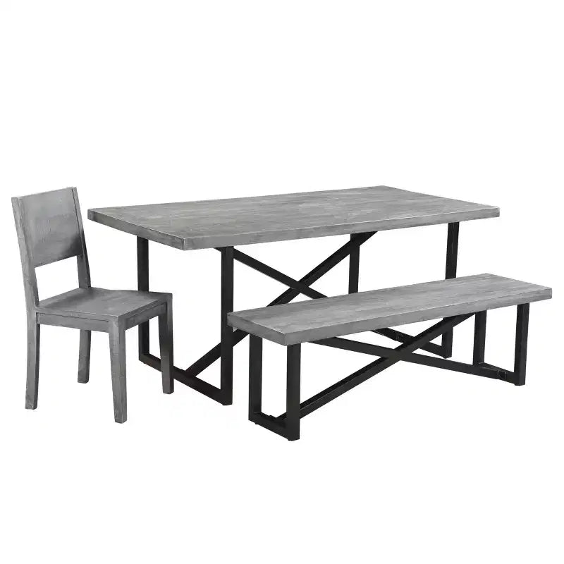 Mango Wood Dining Chairs Gray - Handcrafted, Solid Wood, No Assembly Required