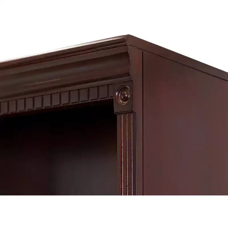 72" Huntington Club Wood Bookcase with Doors Cherry - Sturdy Hardwood, 6 Shelves, No Assembly Required