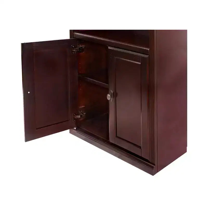 72" Huntington Club Wood Bookcase with Doors Cherry - Sturdy Hardwood, 6 Shelves, No Assembly Required