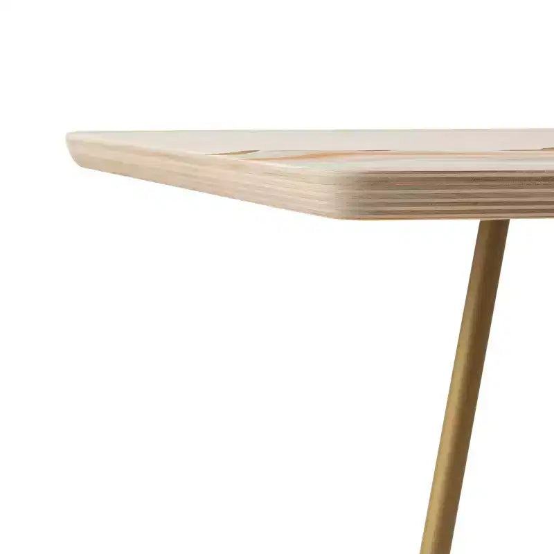 Marbling Mountains Side Table Gold - Steel Frame, Wood Composite Top, Flared Legs