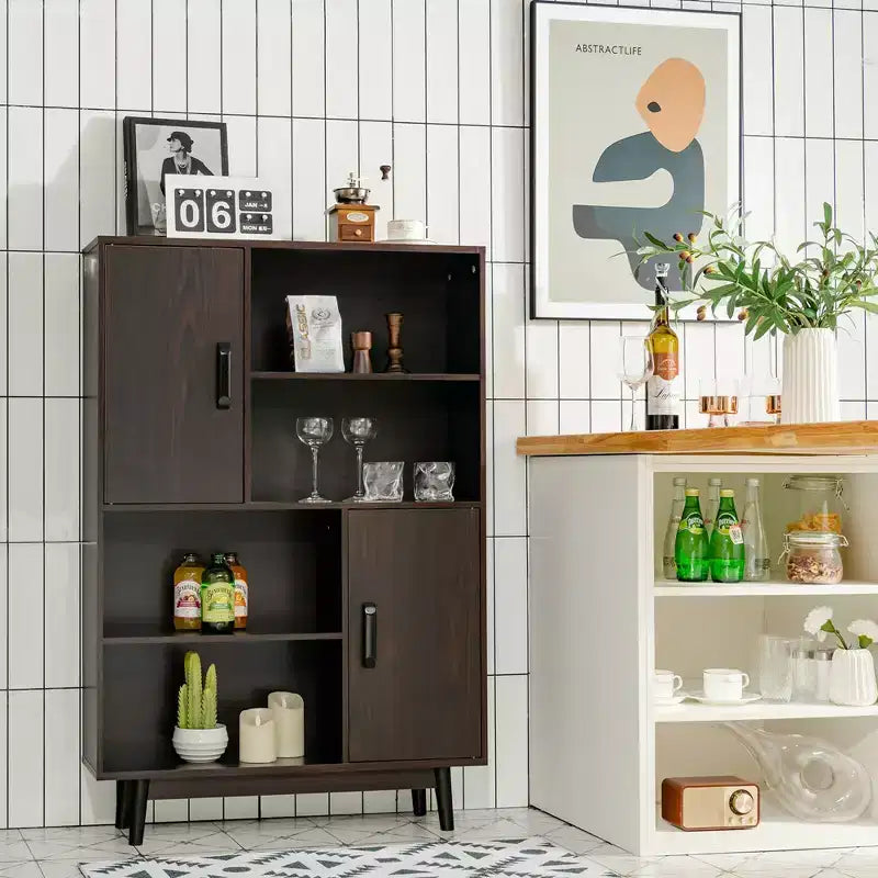 Sideboard Storage Cabinet Bookshelf Cupboard w/Door Shelf Black / White / Espresso