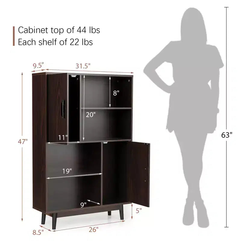 Sideboard Storage Cabinet Bookshelf Cupboard w/Door Shelf Black / White / Espresso