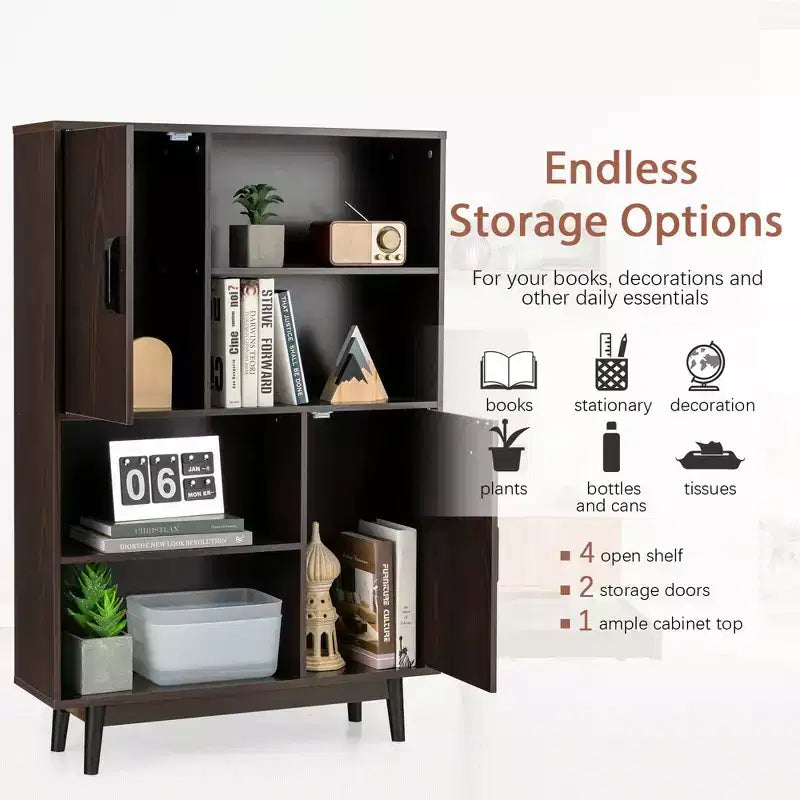 Sideboard Storage Cabinet Bookshelf Cupboard w/Door Shelf Black / White / Espresso