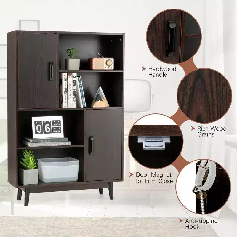 Sideboard Storage Cabinet Bookshelf Cupboard w/Door Shelf Black / White / Espresso