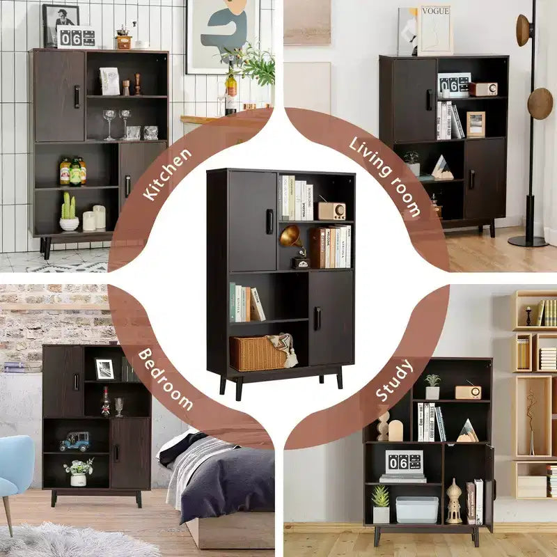 Sideboard Storage Cabinet Bookshelf Cupboard w/Door Shelf Black / White / Espresso