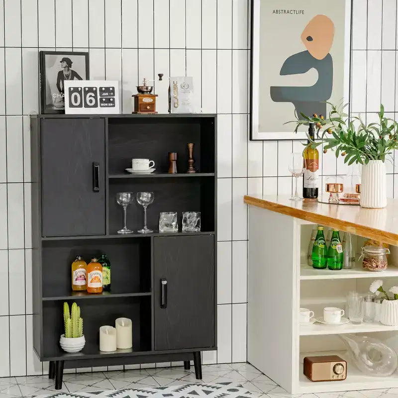 Sideboard Storage Cabinet Bookshelf Cupboard w/Door Shelf Black / White / Espresso