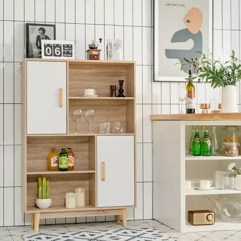 Sideboard Storage Cabinet Bookshelf Cupboard w/Door Shelf Black / White / Espresso