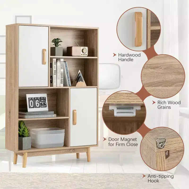 Sideboard Storage Cabinet Bookshelf Cupboard w/Door Shelf Black / White / Espresso