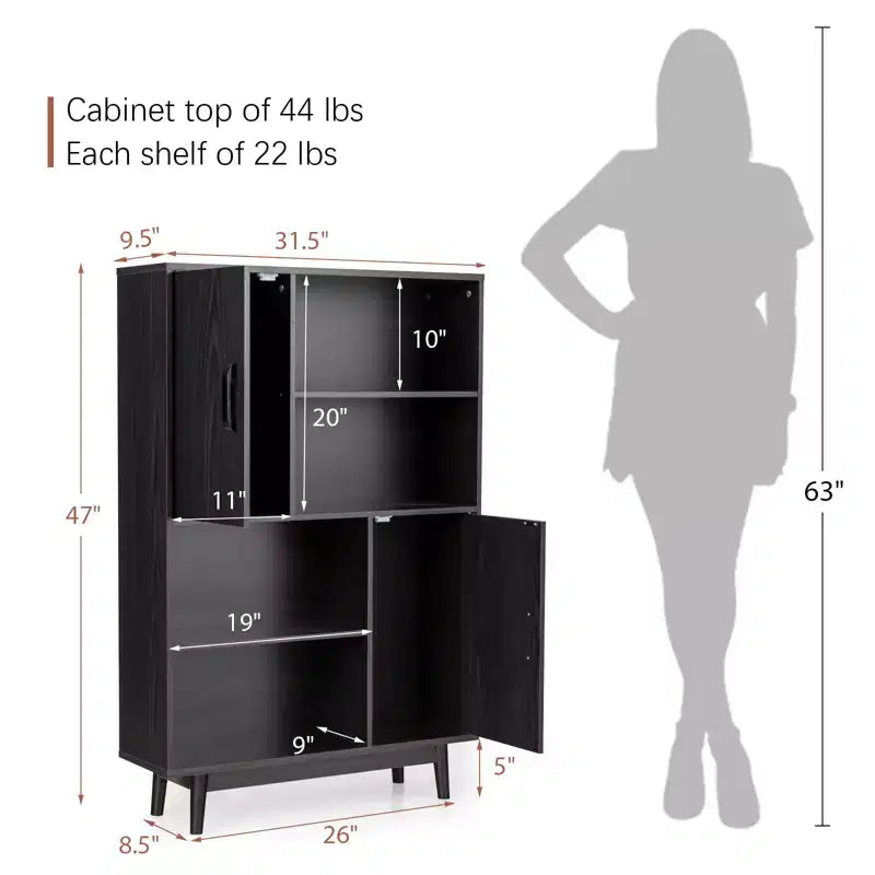 Sideboard Storage Cabinet Bookshelf Cupboard w/Door Shelf Black / White / Espresso
