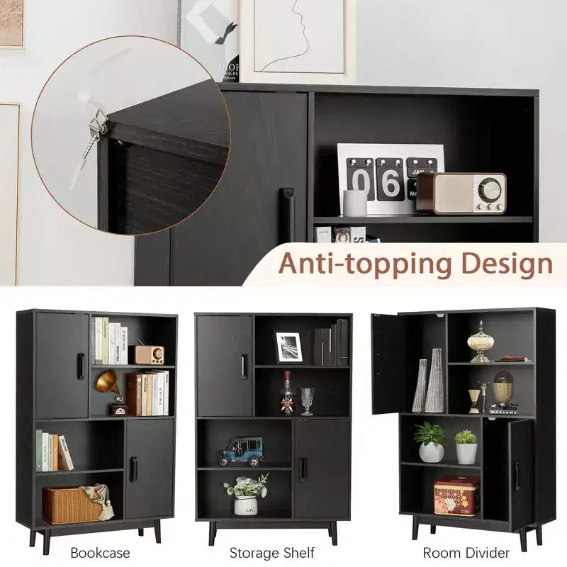 Sideboard Storage Cabinet Bookshelf Cupboard w/Door Shelf Black / White / Espresso