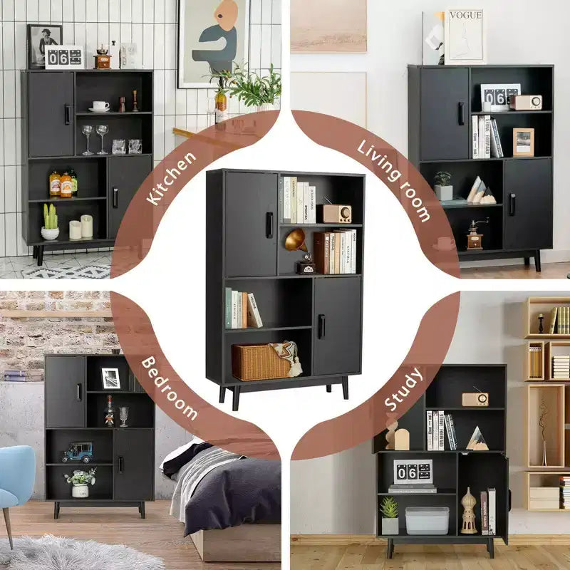 Sideboard Storage Cabinet Bookshelf Cupboard w/Door Shelf Black / White / Espresso