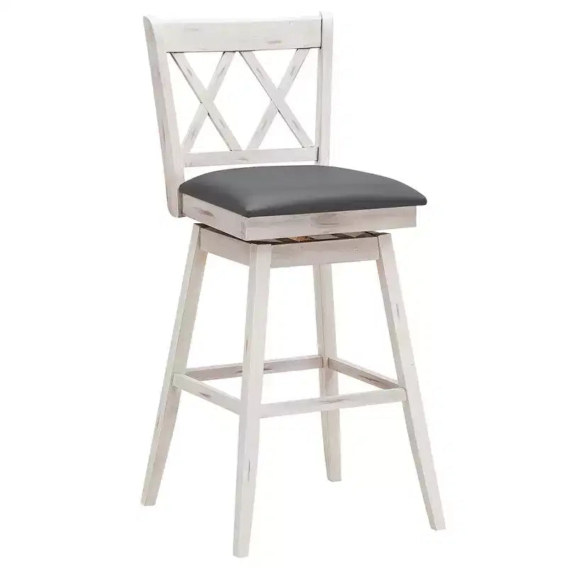 Barstools Swivel Bar Height Chairs with Rubber Wood Legs Black/White