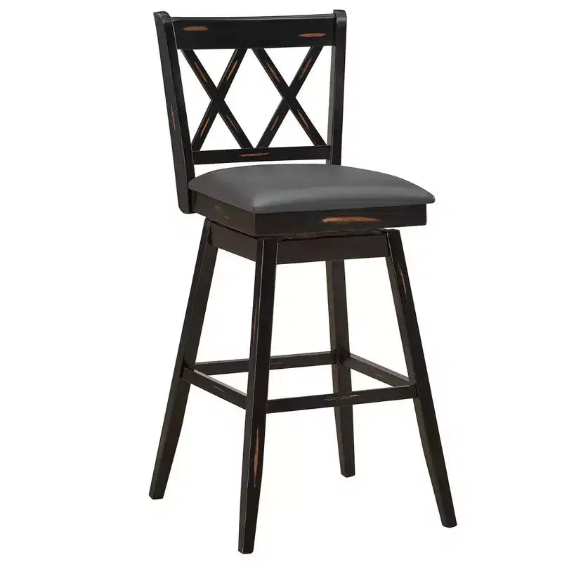 Barstools Swivel Bar Height Chairs with Rubber Wood Legs Black/White