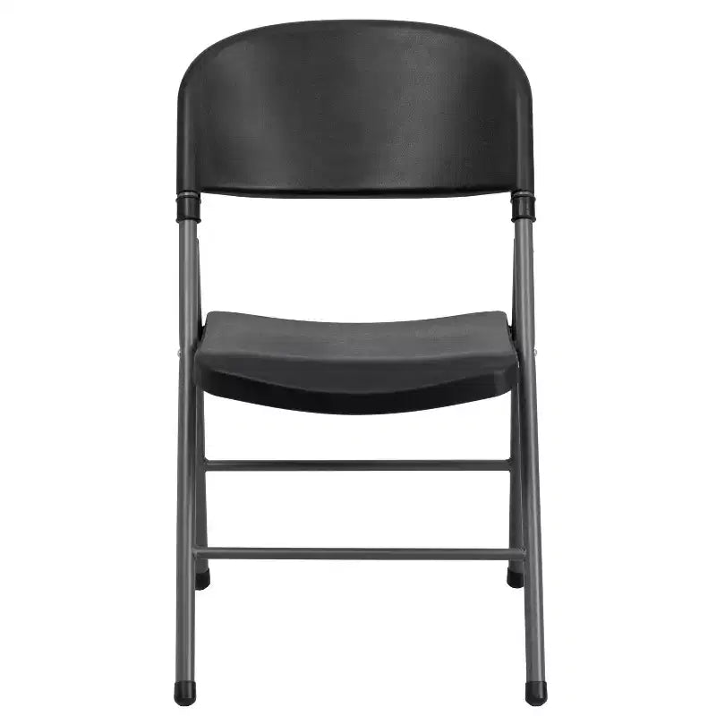 6 Pack 330 lb. Capacity Black Plastic Folding Chair - Charcoal Frame - Event Chair