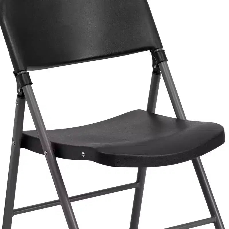 6 Pack 330 lb. Capacity Black Plastic Folding Chair - Charcoal Frame - Event Chair