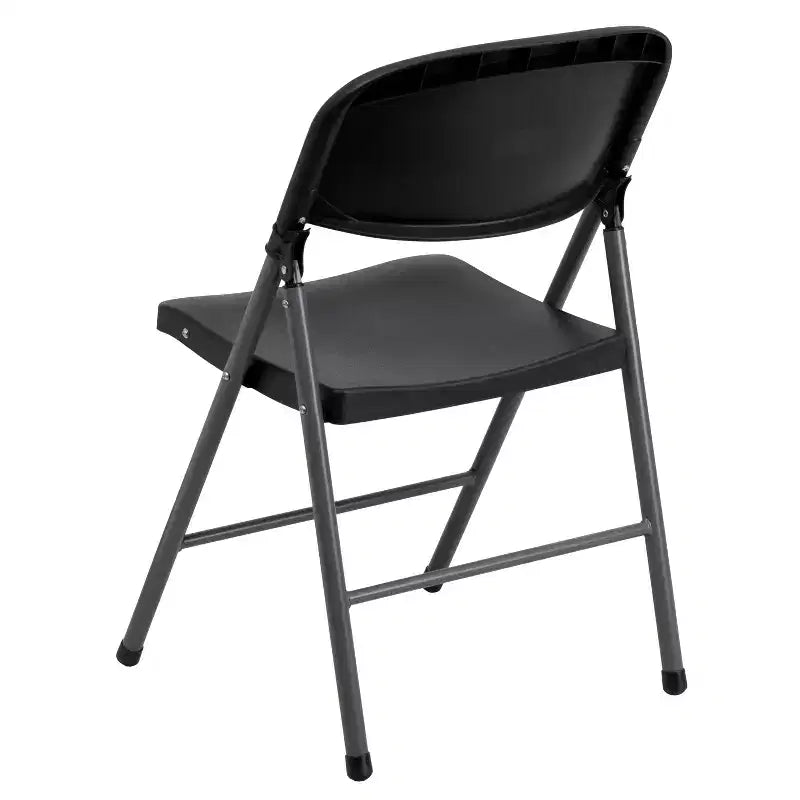 6 Pack 330 lb. Capacity Black Plastic Folding Chair - Charcoal Frame - Event Chair