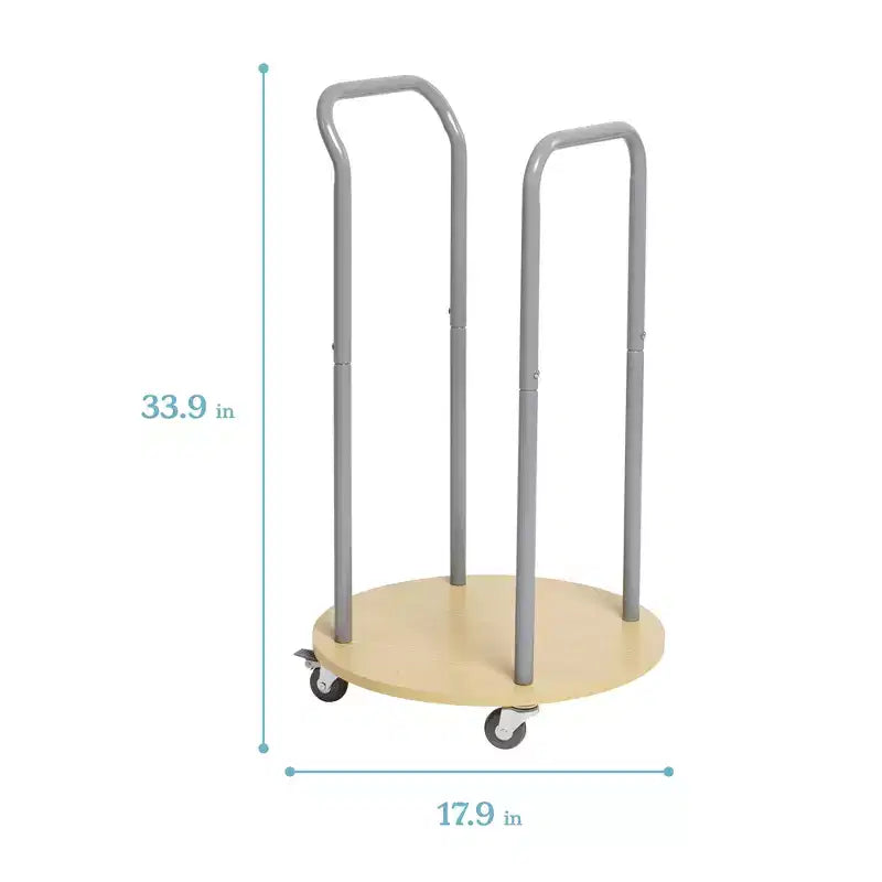 Floor Cushion Mobile Storage Cart with Swivel Casters, Classroom Organization, Silver