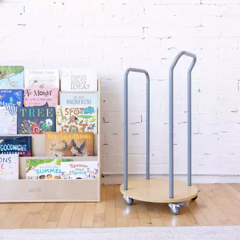 Floor Cushion Mobile Storage Cart with Swivel Casters, Classroom Organization, Silver