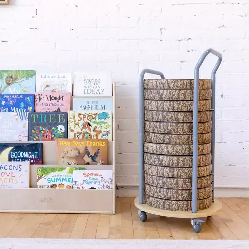 Floor Cushion Mobile Storage Cart with Swivel Casters, Classroom Organization, Silver