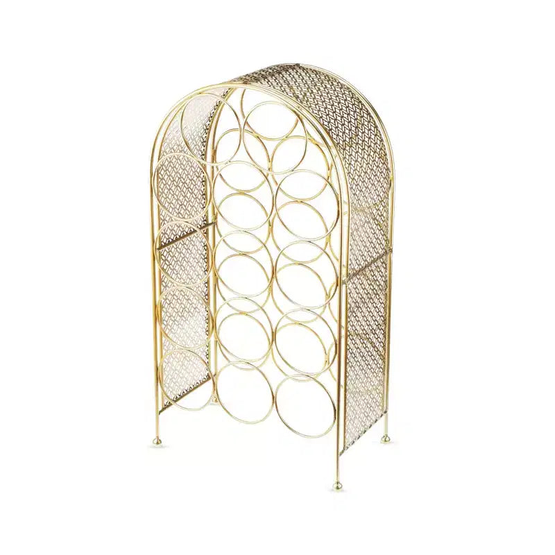 Twine Trellis Wine Rack, Holds 14 Bottles, Gold Countertop Wine Storage, Cast Iron