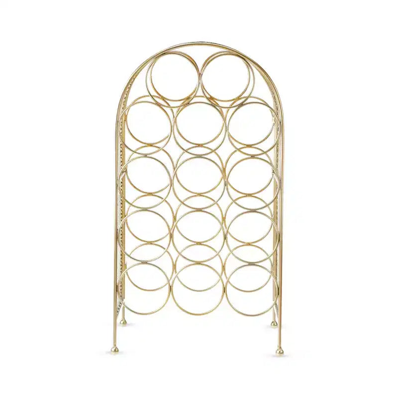 Twine Trellis Wine Rack, Holds 14 Bottles, Gold Countertop Wine Storage, Cast Iron