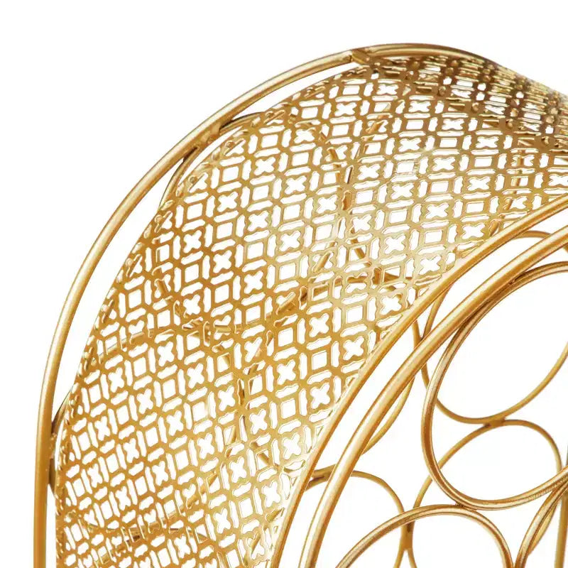 Twine Trellis Wine Rack, Holds 14 Bottles, Gold Countertop Wine Storage, Cast Iron