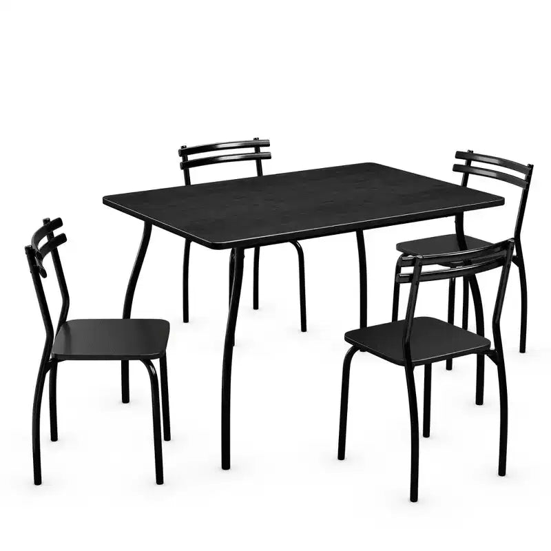 5 Pcs Dining Set Table 30'' And 4 Chairs Home Kitchen Room Breakfast Furniture Black