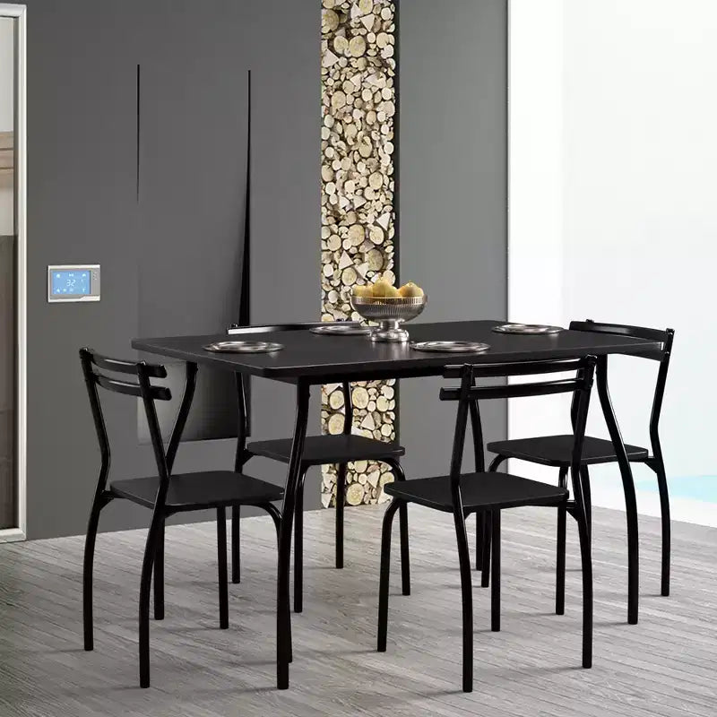 5 Pcs Dining Set Table 30'' And 4 Chairs Home Kitchen Room Breakfast Furniture Black