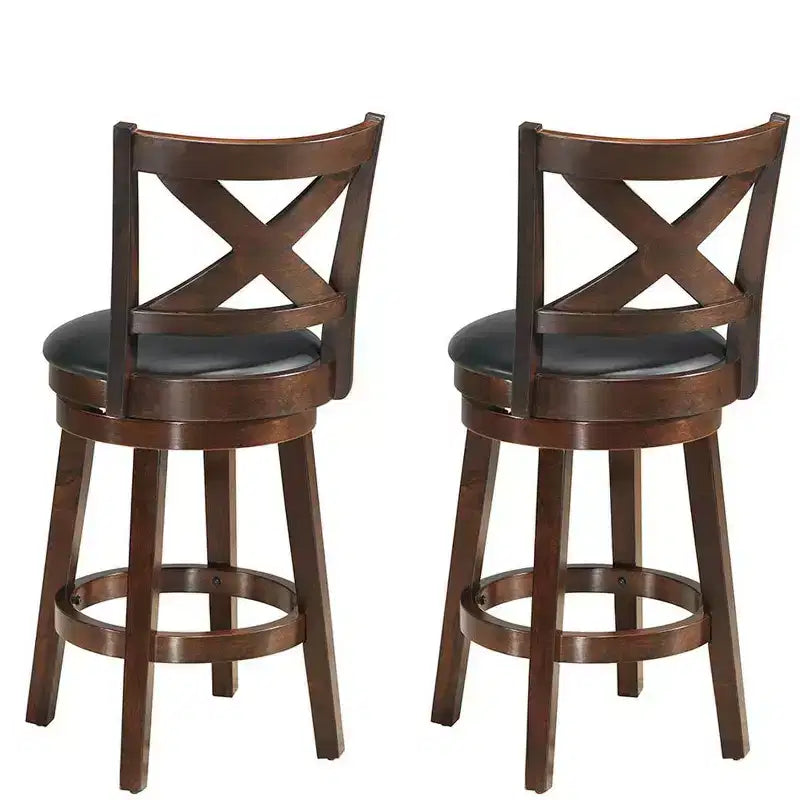 Bar Stools 24'' Height Wooden Swivel Backed Dining Chair Home Kitchen Cross Back