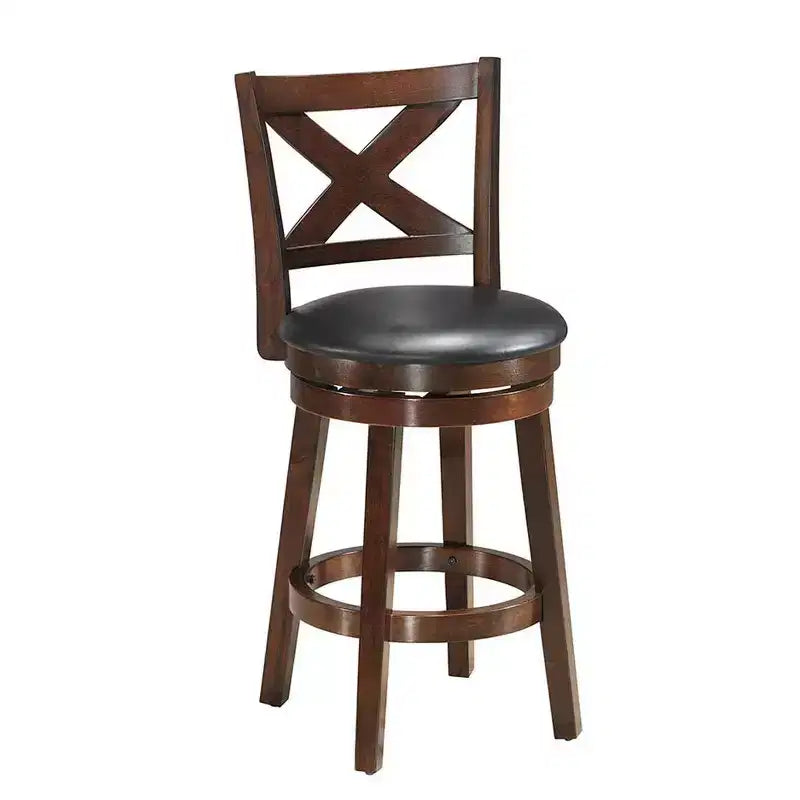 Bar Stools 24'' Height Wooden Swivel Backed Dining Chair Home Kitchen Cross Back