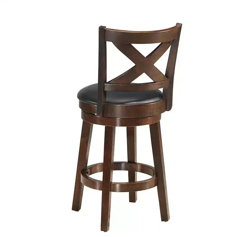 Bar Stools 24'' Height Wooden Swivel Backed Dining Chair Home Kitchen Cross Back