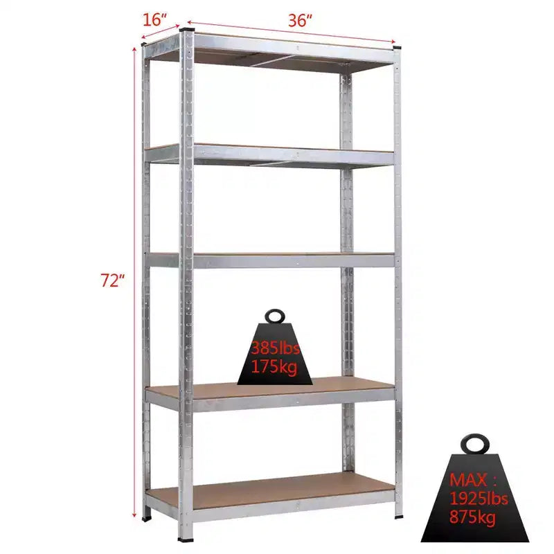 71'' Heavy Duty Storage Shelf Steel Metal Garage Rack 5 Level Adjustable Shelves