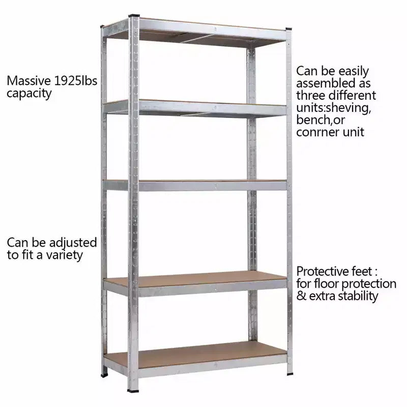 71'' Heavy Duty Storage Shelf Steel Metal Garage Rack 5 Level Adjustable Shelves