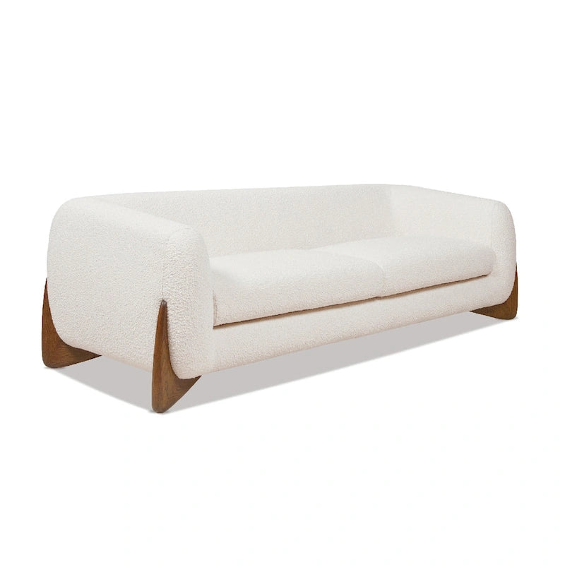 Divano imbottito Oversized da 90,5 pollici in Sherpa con gambe in rovere