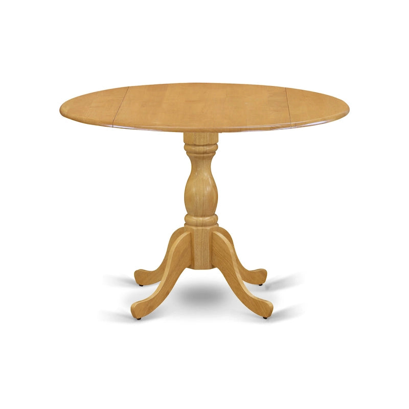 Tavolo da cucina moderno - Un tavolo da pranzo rotondo con ribalte e base a piedistallo, (Opzione finitura)